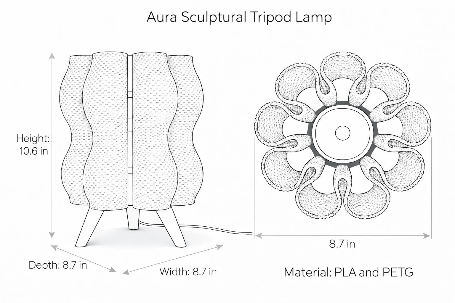 Aura Sculptural Tripod Lamp – Modern LED Floor Lamp